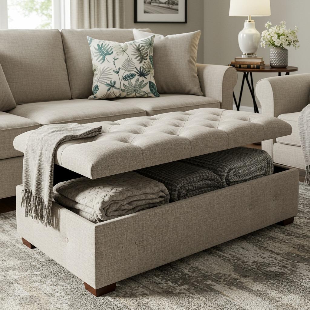 Add Storage Ottoman or Bench Seating