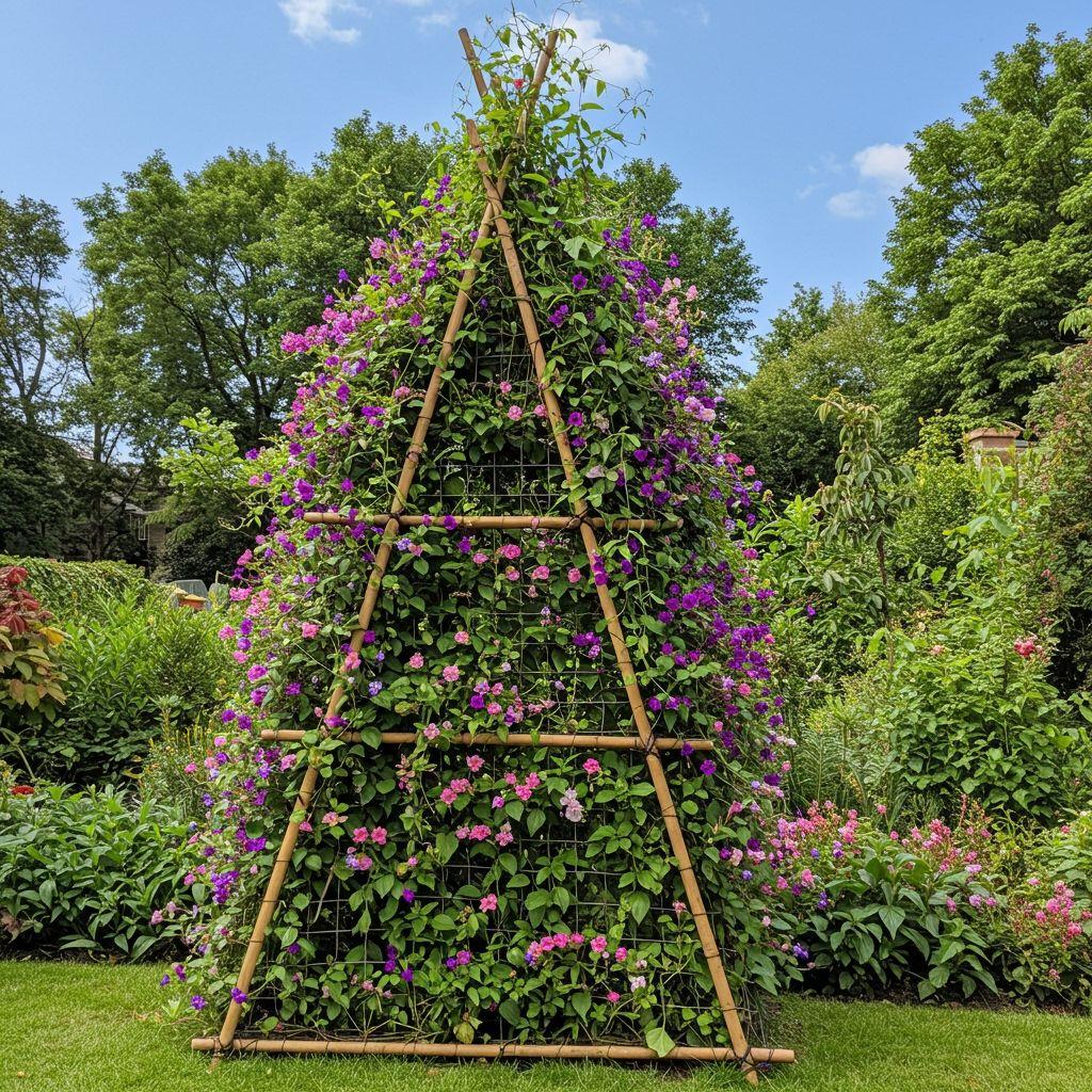 Bamboo Frame Vertical Gardens with Wire Mesh