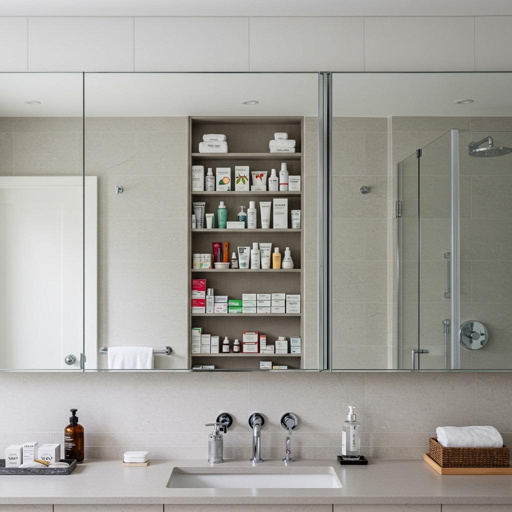 Create Hidden Storage Inside Mirror Cabinets