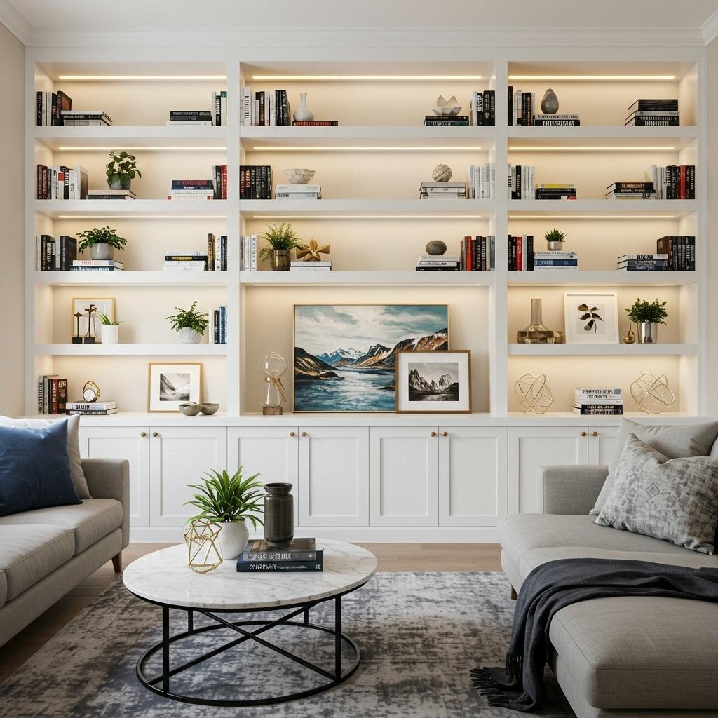 Floor-to-Ceiling Built-In Shelving