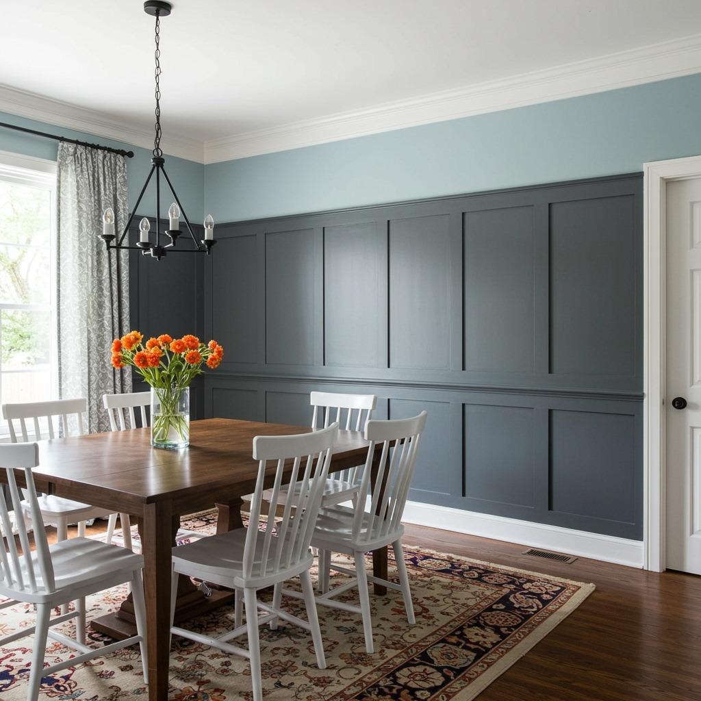 Half-Wall Paneling with Contrasting Paint