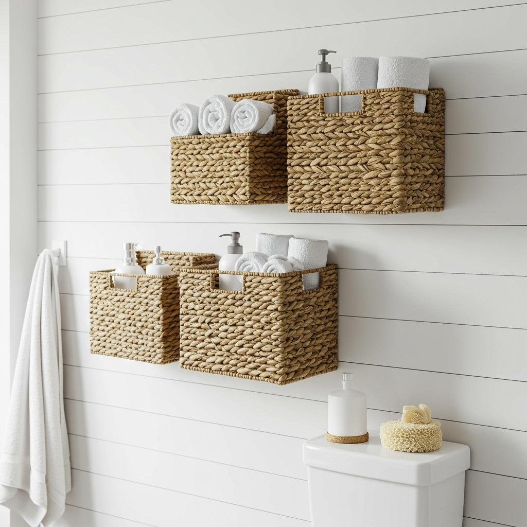 Hang Baskets on the Wall for Textured Storage