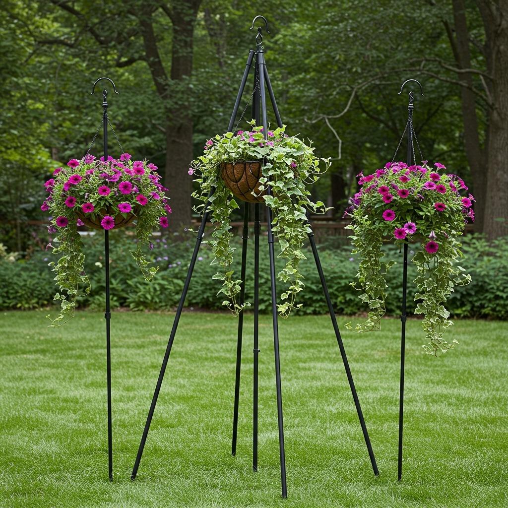Hanging Basket Towers on Shepherd's Hooks