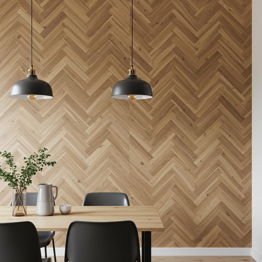 Herringbone Wood Pattern Wall