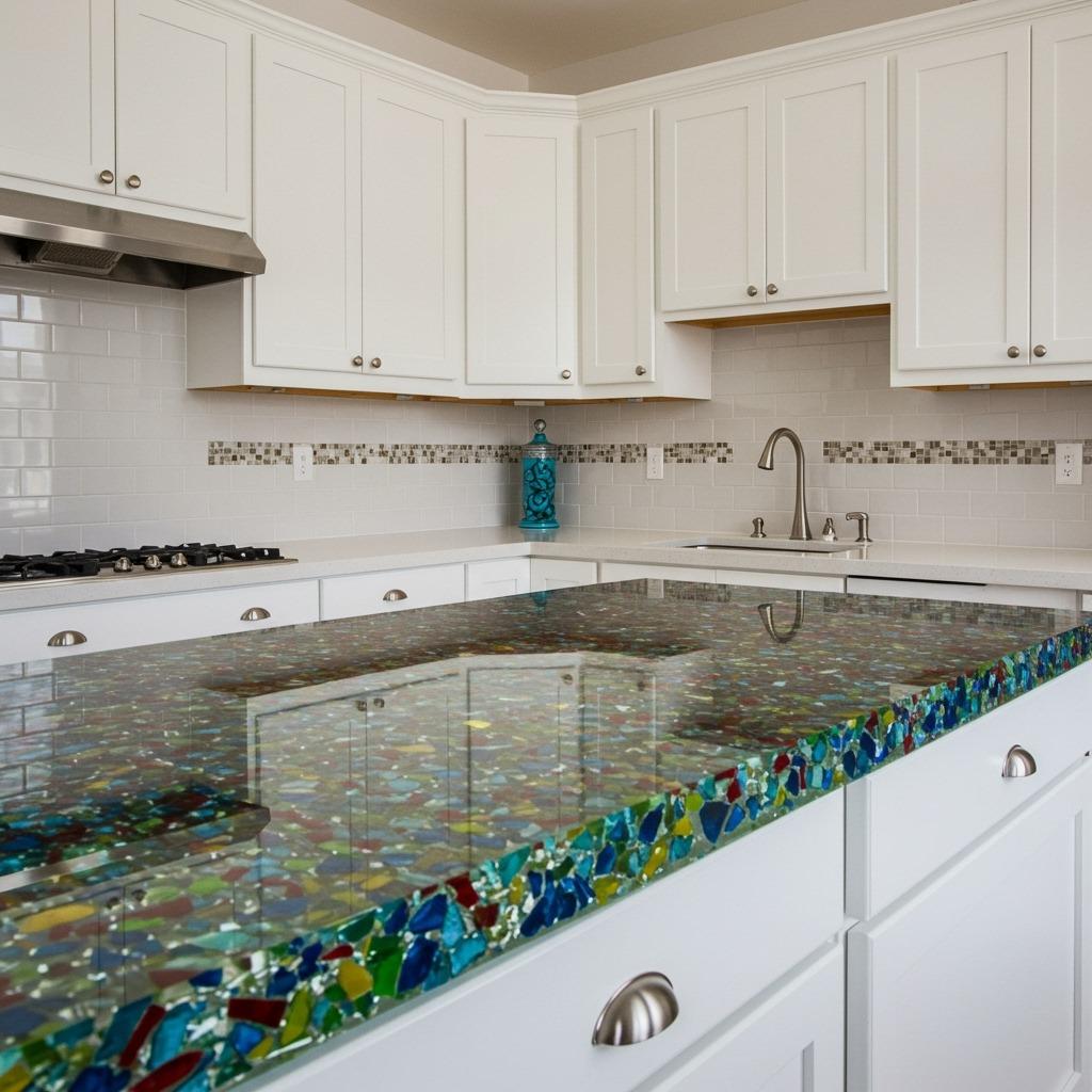 Incorporate Recycled Glass Countertops and Tiles