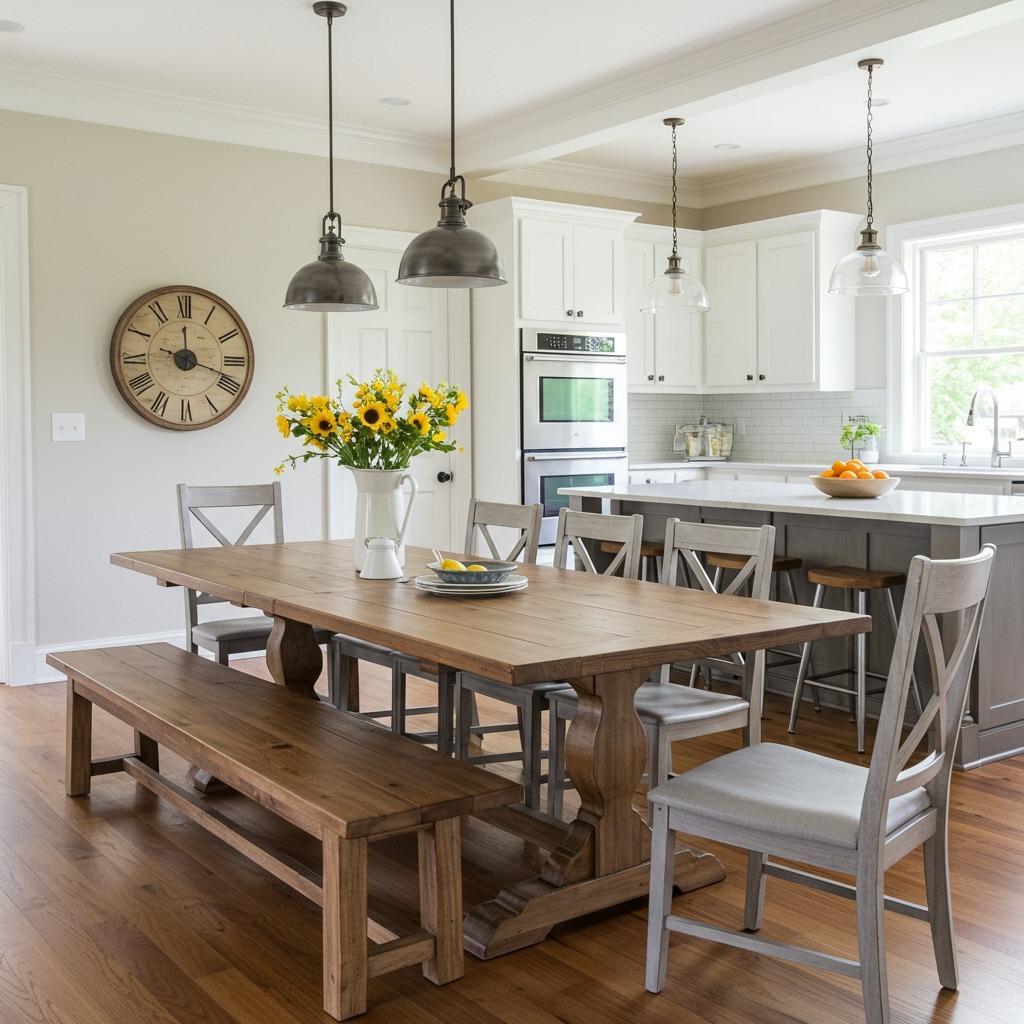 Large-Scale Farmhouse Table as Dining Space
