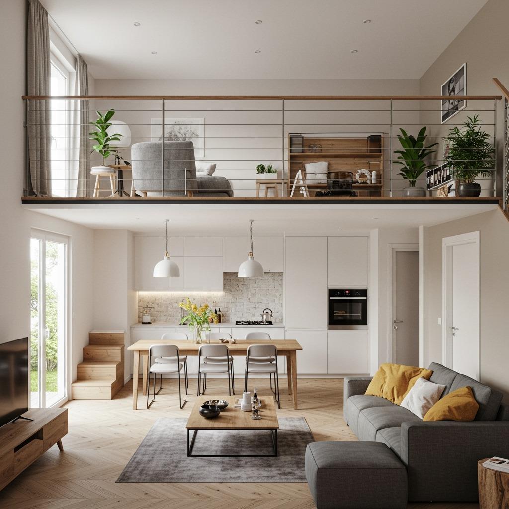 Living Space Elevated, Kitchen Below