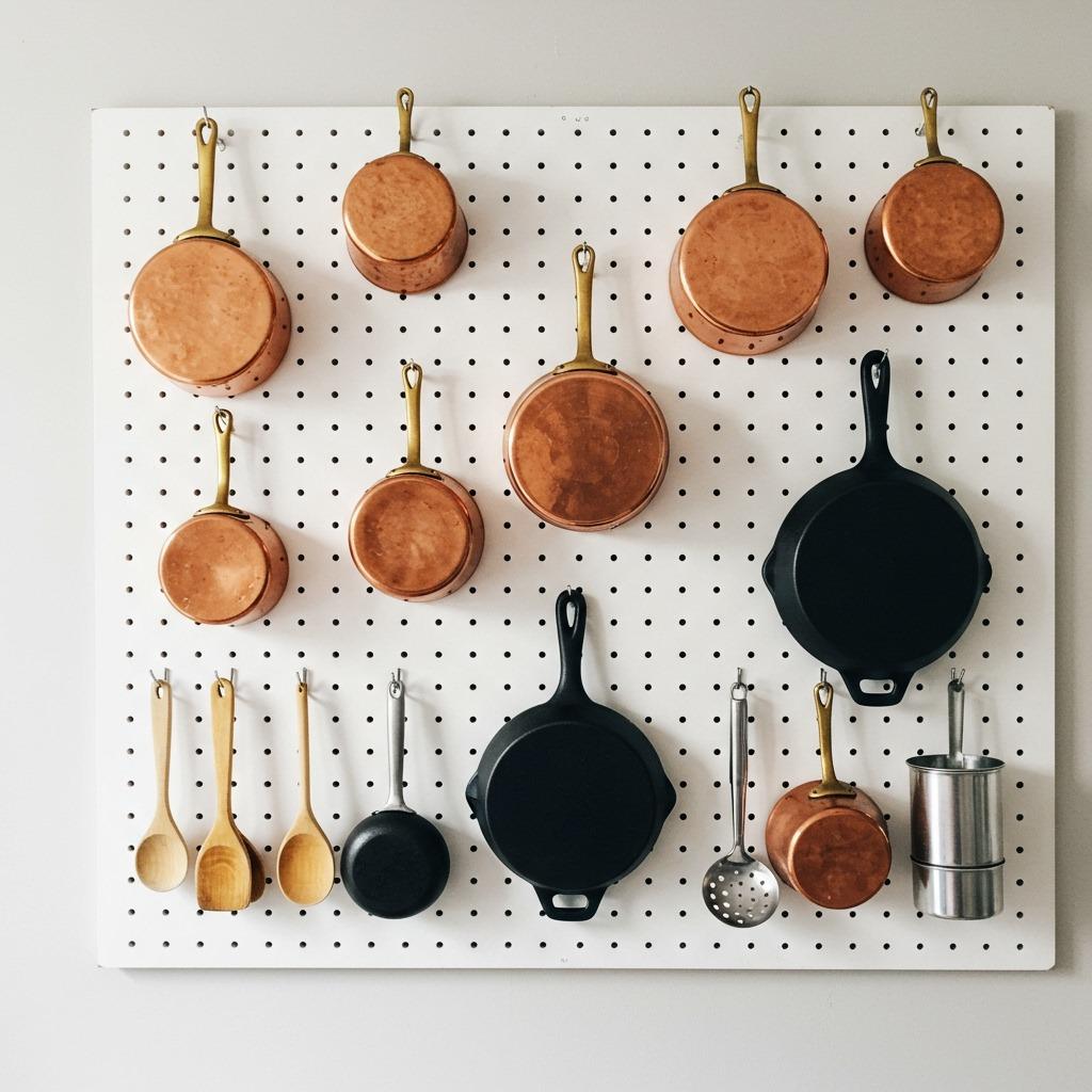 Pegboard Wall for Hanging Utensils and Pots
