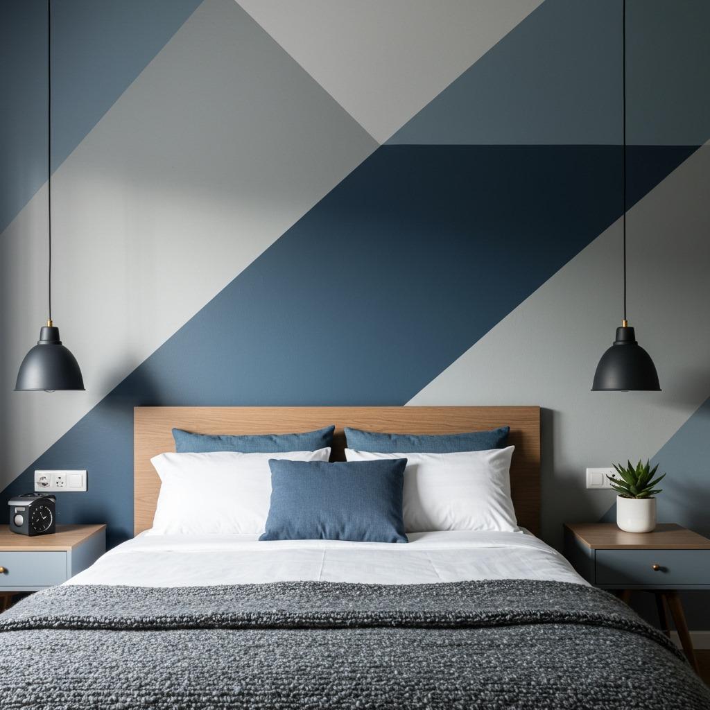Plywood Panel Wall with Geometric Design