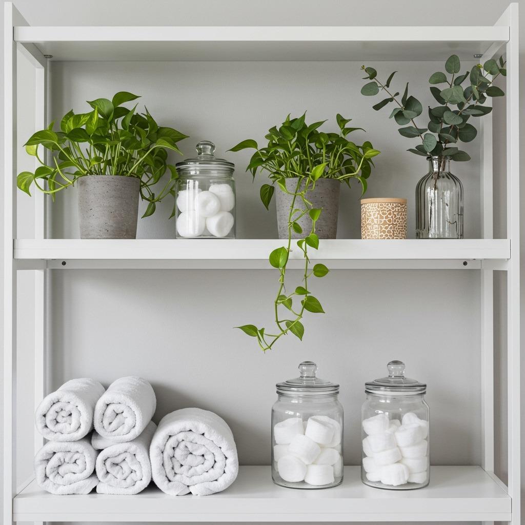 Style Open Shelving With Mixed Greenery