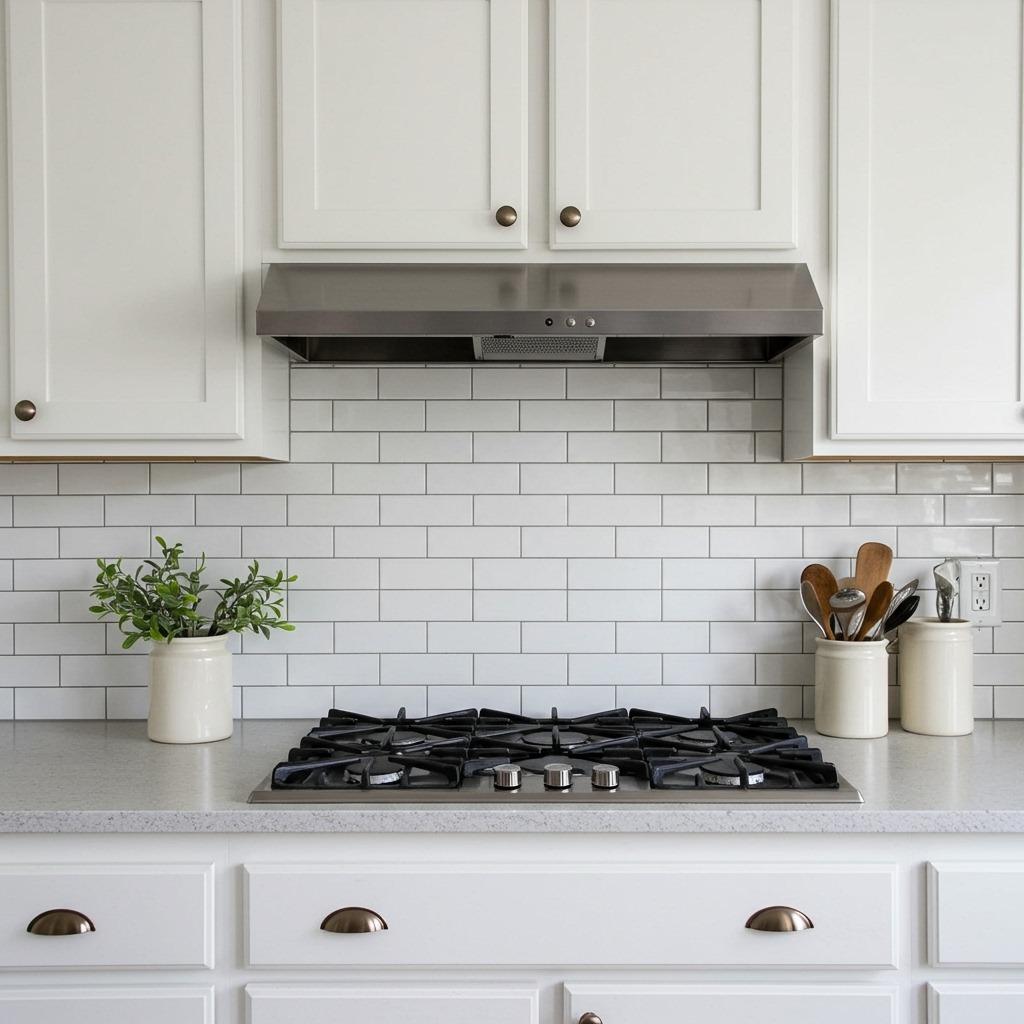 Subway Tile Backsplash With Dark Grout
