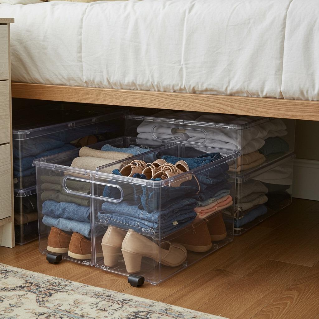 Use the Space Under Your Bed With Rolling Storage Bins
