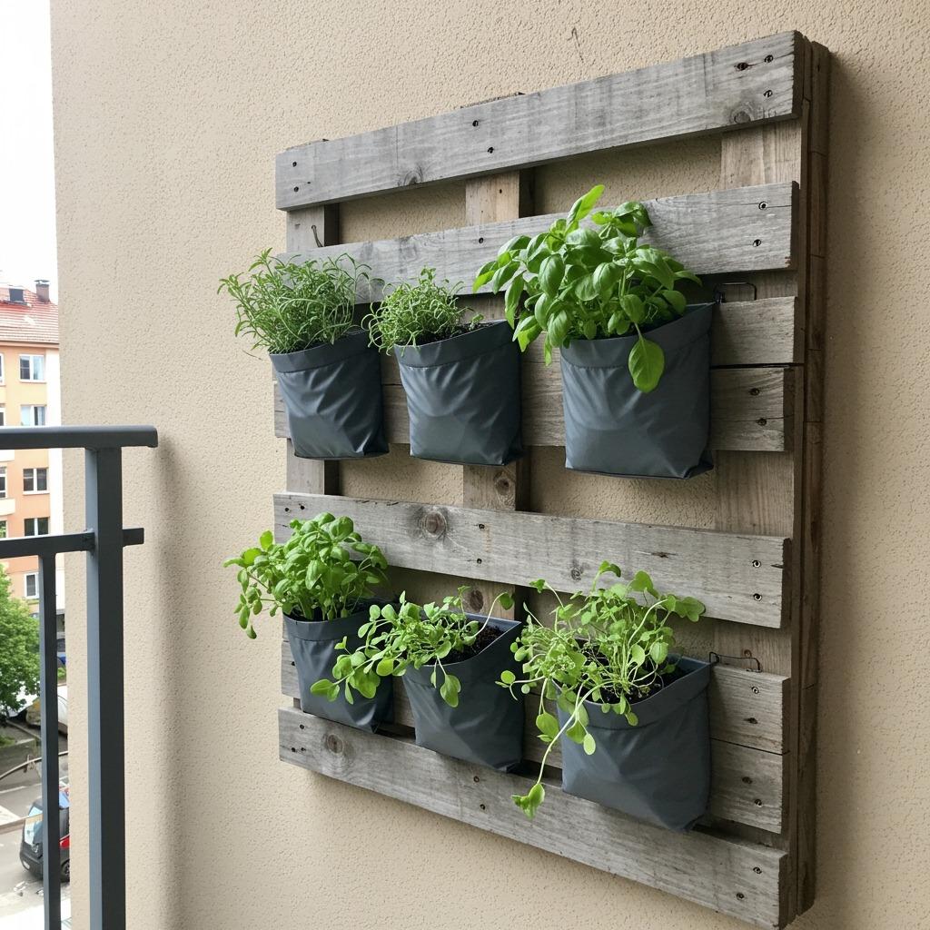 Vertical Pallet Gardens Against Walls
