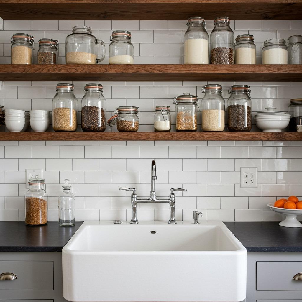White Subway Tile with Dark Grout
