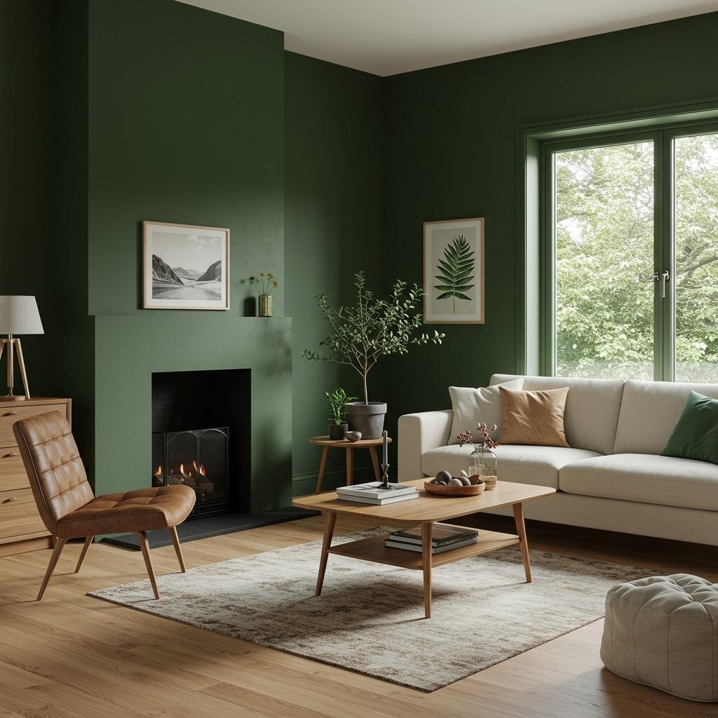 Deep Forest Green and Natural Wood Tones
