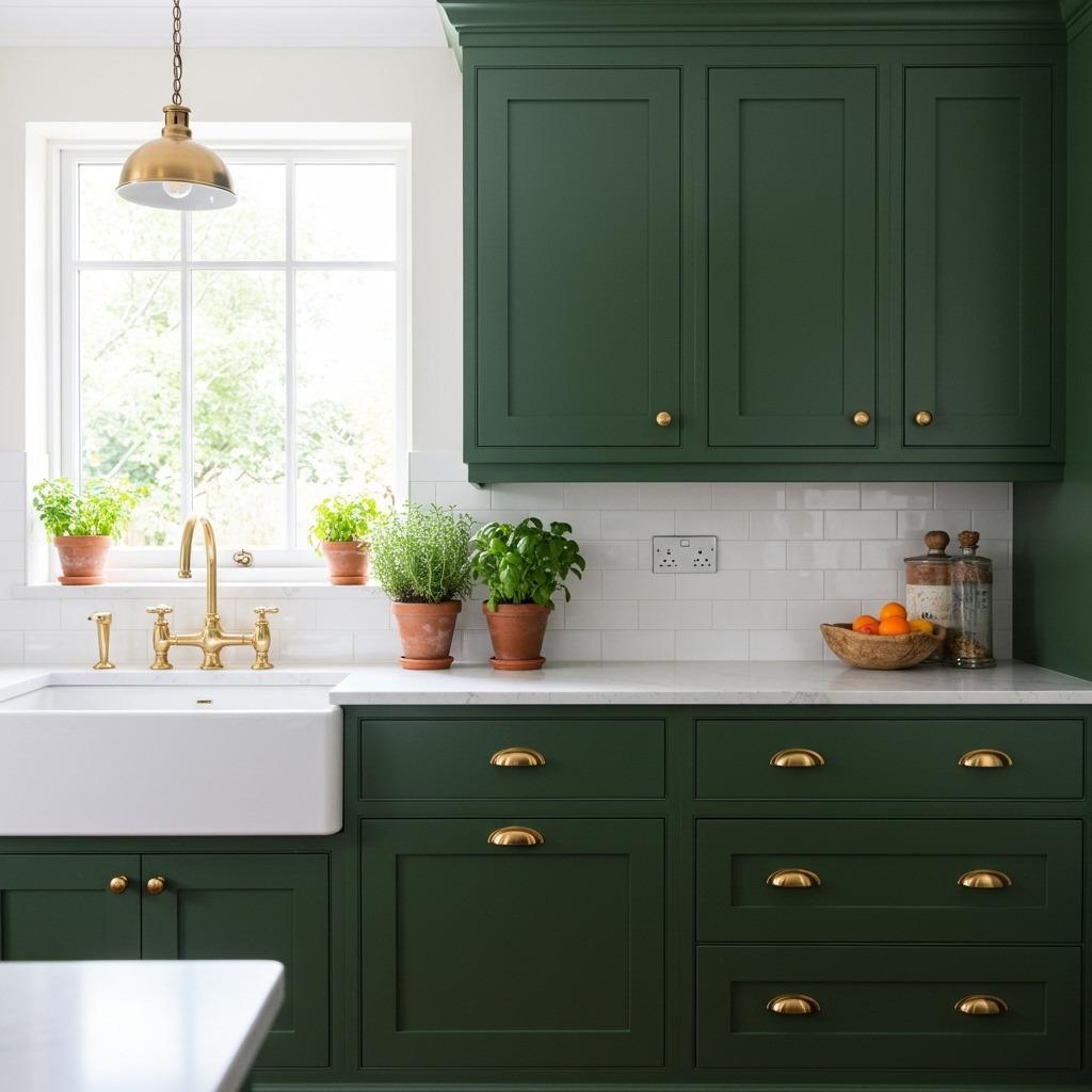 Deep Forest Green Cabinets