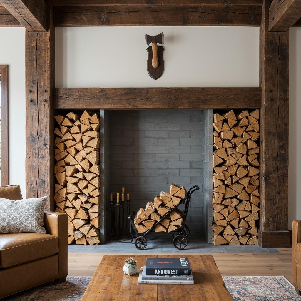 Stacked Firewood as Decor Element
